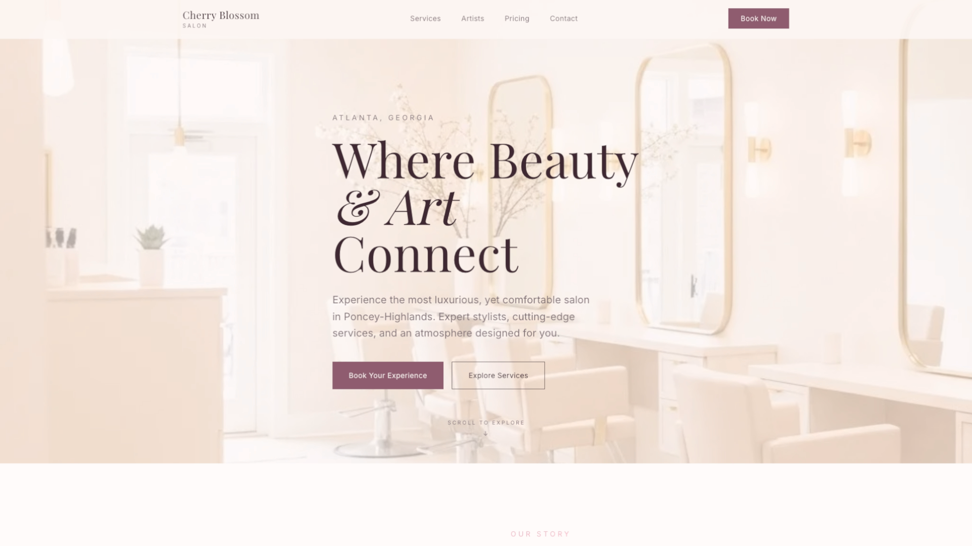 Cherry Blossom Salon website screenshot